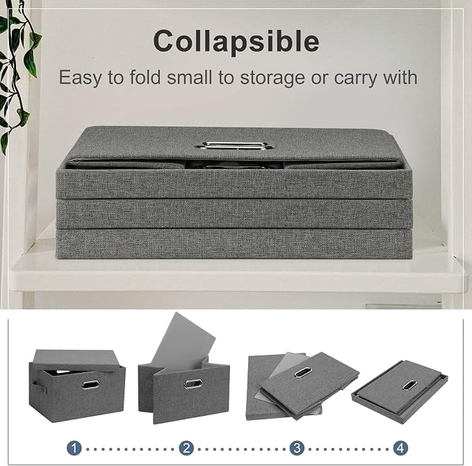 Medium 15" 21 Quart Collapsible Stackable Storage Bins - Image 5