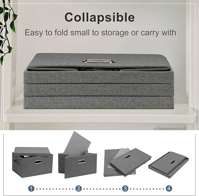 Medium 15" 21 Quart Collapsible Stackable Storage Bins - Image 4