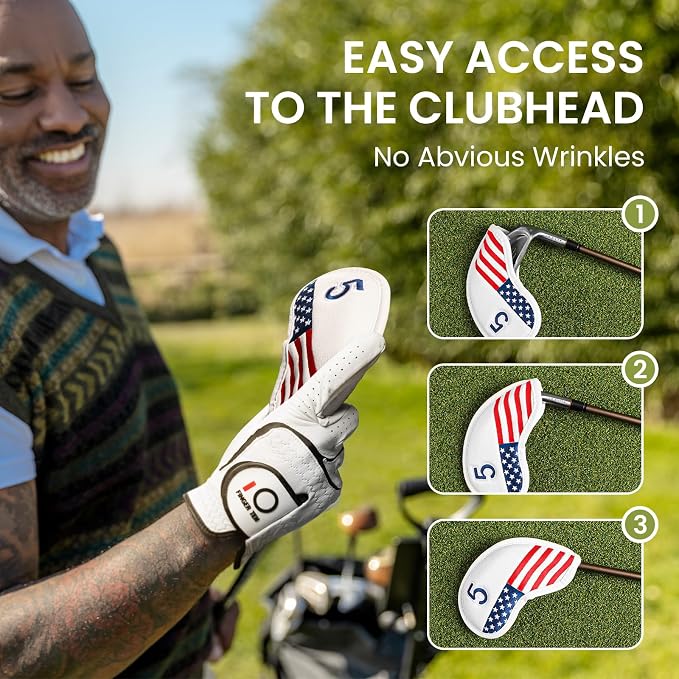 FINGER TEN Premium Synthetic Leather Stylish Iron & Wedge Golf Head Covers - Image 4