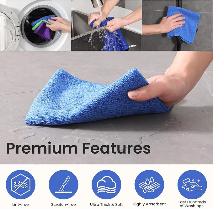 Microfiber Cleaning Cloths-12 Pack, Microfiber Towels - Image 6