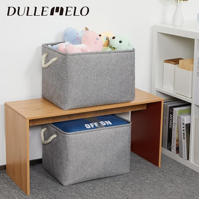DULLEMELO Fabric Storage Bins 16x12x12 inches, Large Rectangular Storage - Image 6