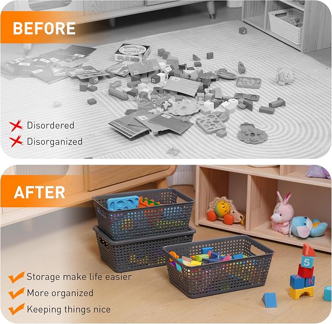 Plastic Storage Baskets With Lid, Storage Bins - Image 6