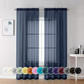 Chyhomenyc Navy Blue Sheer Curtains 84 Inches Long 2 Panels Set by Chyhomenyc