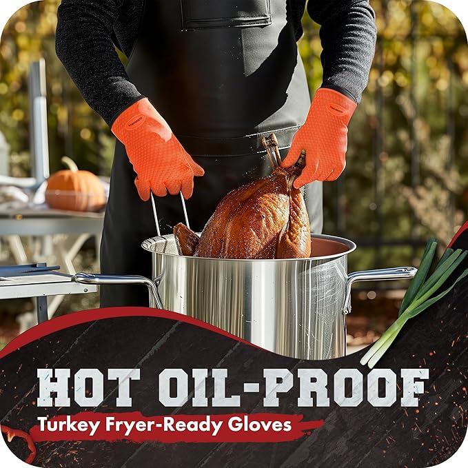 KITCHEN PERFECTION Silicone Smoker Oven Gloves -Extreme Heat Resistant BBQ - Image 5