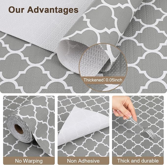 OcePor Non-Adhesive Drawer and Shelf Liner 17.5IN x 30FT，Non Slip Cabinet and - Image 4