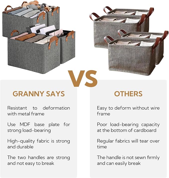 GRANNY SAYS Closet Storage Baskets, Collapsible Fabric Storage Bins - Image 5