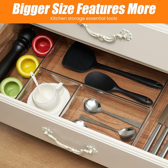 9 Pack Clear Plastic Drawer Organizer Set, Acrylic Non Slip Non Cracking - Image 6