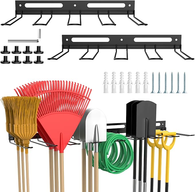 Garage Wall-Mounted Rack, Tool Storage Rack, Garden Tool Rack, Hanging Storage by RTOSY