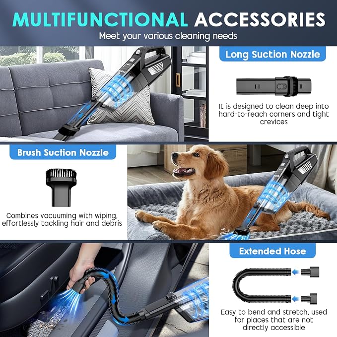 Handheld Vacuum Cordless, 15000PA Strong Suction Hand Held Car Vacuum Cleaner - Image 3