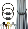 Hion Magnetic Curtain Tiebacks Black 2pcs, Curtain Tiebacks Buckles Holdbacks by Hion