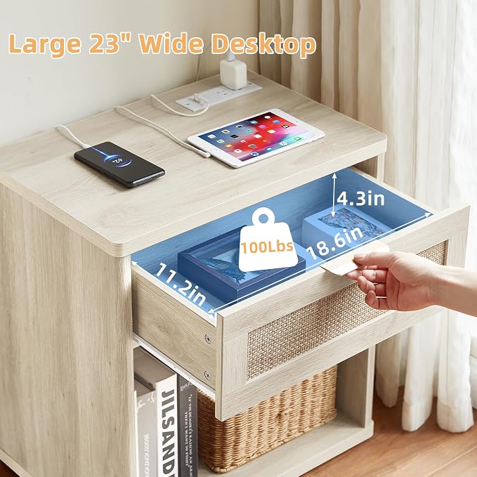 LEYAOYAO Rattan Nightstands Set of 2 - Image 5