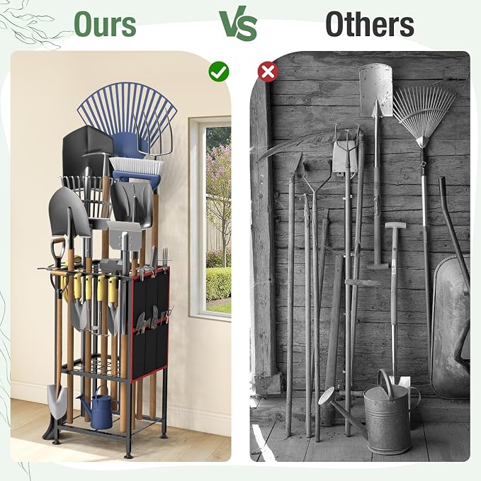 Garden Tool Organizer, Metal Yard Tool Organizer, Holds 50 Long-Handled - Image 7