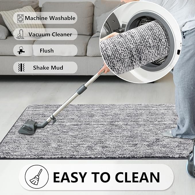 REFETONE Doormat, Indoor Absorbent Non Slip Dark Grey Doormat, Resist Dirt - Image 6