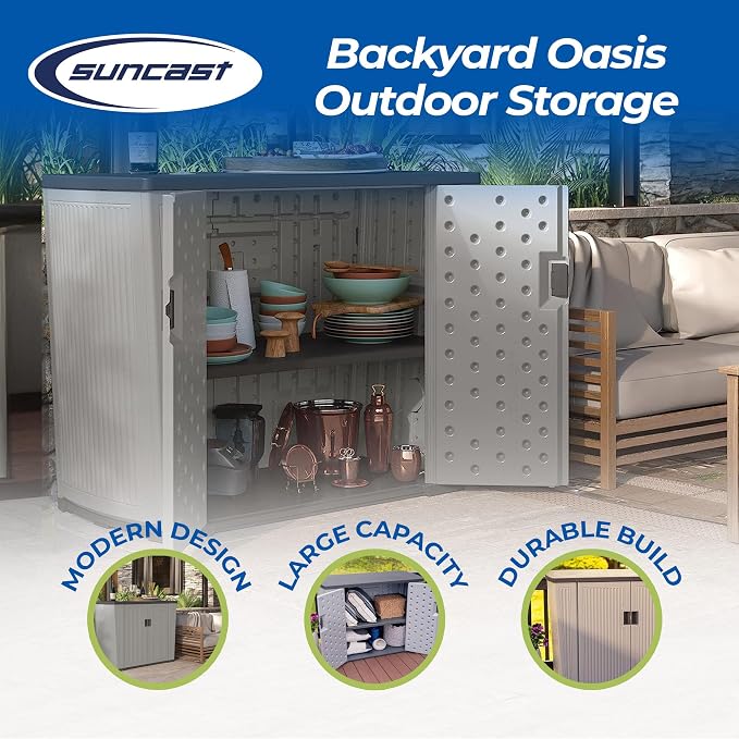 Suncast Outdoor Storage Shed for Patio and Garden, Backyard Oasis, 130 Gallon - Image 2