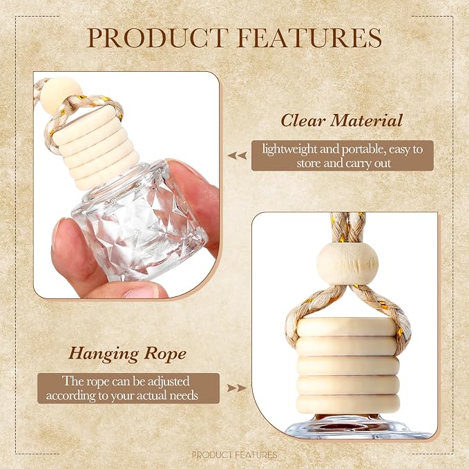 BBTO 50 Pcs Hanging Car Air Freshener Car Diffuser Bottles Empty Glass Perfume - Image 4