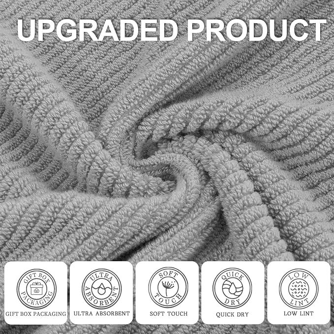 VOOVA & MOVAS Grey Bathroom Towel Sets - Image 2