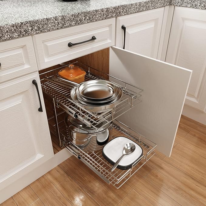 ROOMTEC Individual Pull Out Cabinet Organizer, 2 Tier Spice Rack Organizer - Image 6