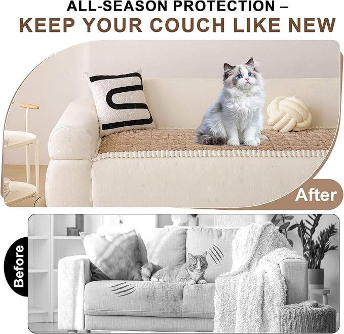 OTOB Couch Cover for Dogs Washable All Seasons, Non Slip Fuzzy Pet Couch Covers - Image 5