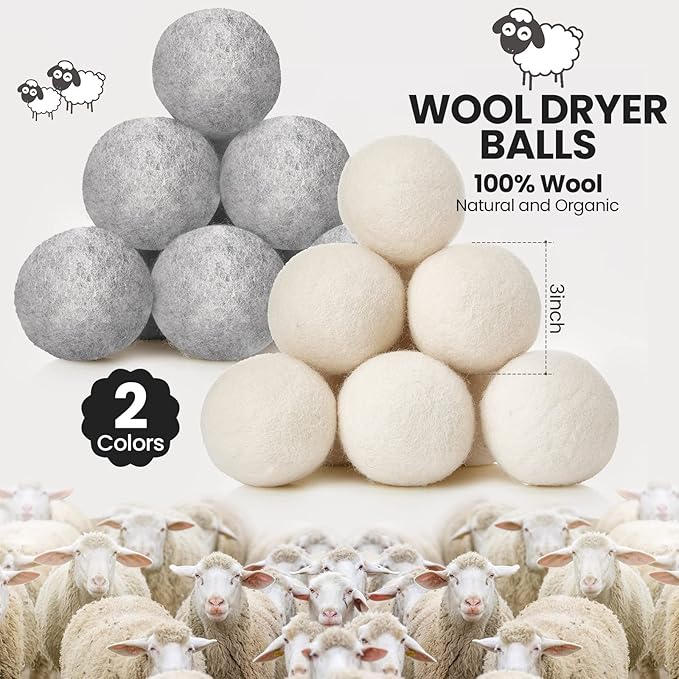 42 Pieces Wool Dryer Balls Set 40 Reusable Wool Balls - Image 2