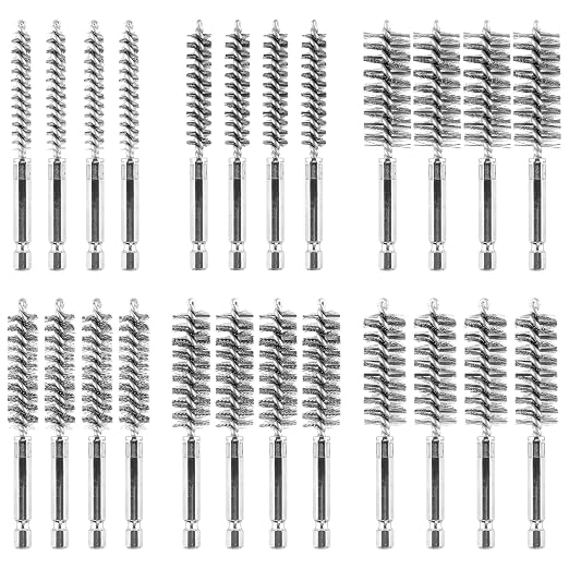 24 pcs Bore Brush for Drill, Stainless Steel Wire Cleaning Brush Set, Abrasive by AOKLIT