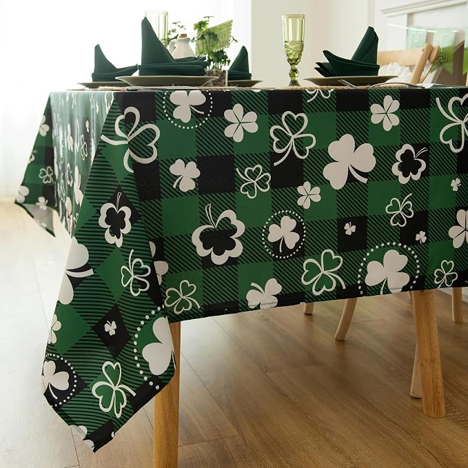 Green Waterproof Plaid St.Patrick Tablecloth Fabric - Image 5
