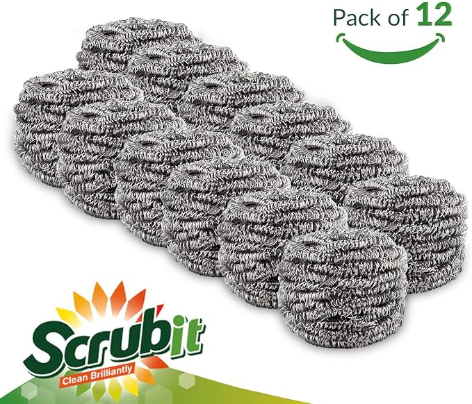 12 Pack Stainless Steel Scourers by Scrub It – Steel Wool Scrubber Pad Used - Image 6
