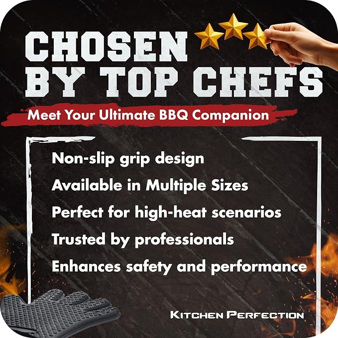 KITCHEN PERFECTION XL Silicone Smoker Oven Gloves-Extreme Heat Resistant BBQ - Image 6