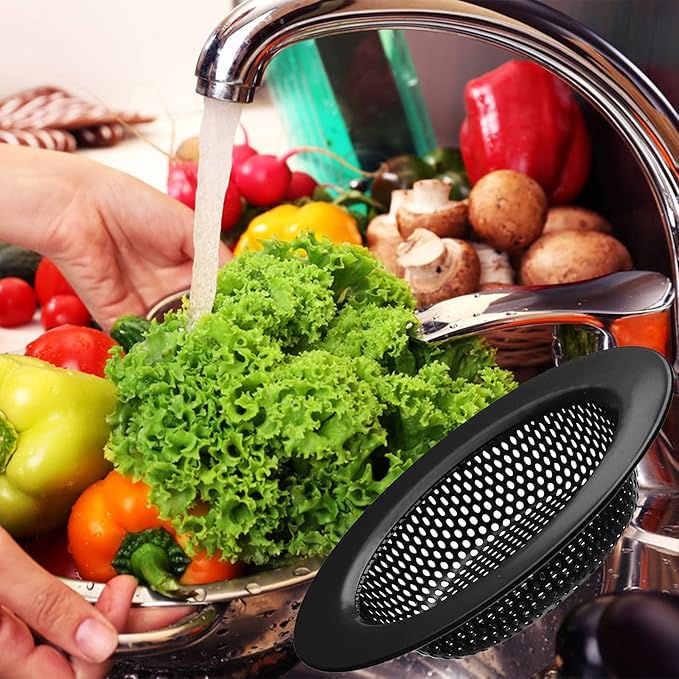 2 Pcs Black Stainless Steel Mesh Sink Drain Strainer, 2.16" Top/1.29" Kitchen - Image 3