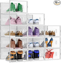 BALEINE 12 Pack Stackable Shoe Storage Boxes Fit Size 9, Thickened Clear Shoe by BALEINE