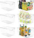 Attelite Clear Plastic Storage Bins, Large 6 Pack Pantry Organizer by Attelite