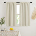 RYB HOME Beige Short Curtains Blackout, 45 inch Durable Cafe Curtains Room by RYBHOME