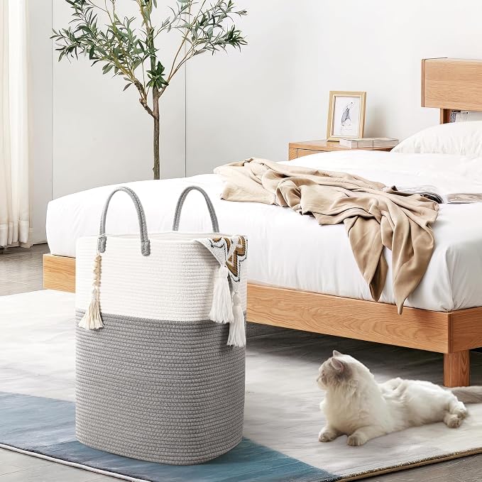 Woven Laundry Basket for Clothes, 80L Large Rectangle Laundry Hampers - Image 4
