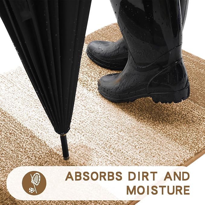 Kitinjoy Indoor Outdoor Door Mat, 71x47 Non-Slip Absorbent Dirt Trapper - Image 2