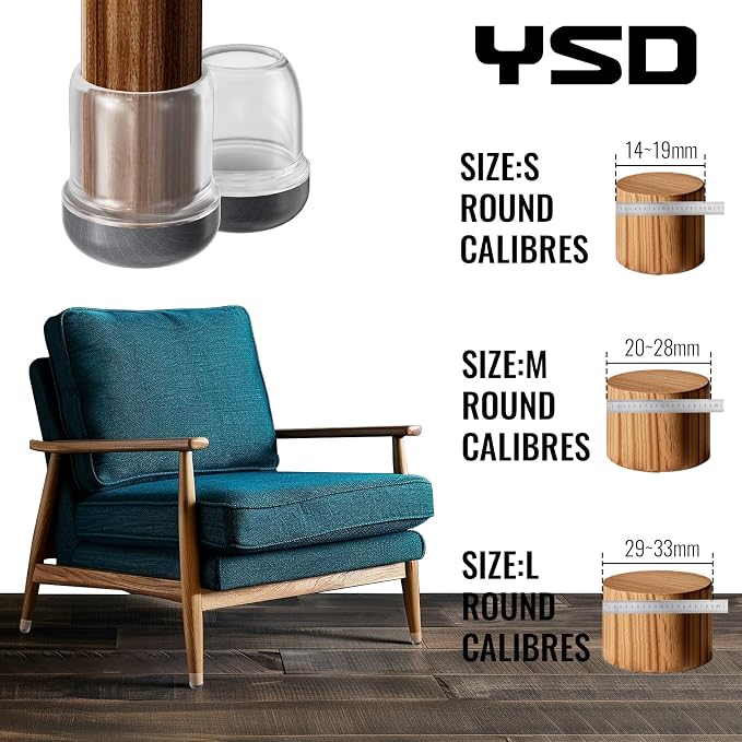 YSD 1.25Inch 24 Pcs Silicone Chair Leg Floor Protectors, Hair and dust - Image 6