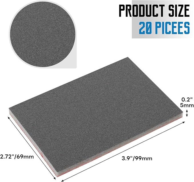 20 Pack 400 Grit Sanding Sponge, 3 x 4 Inch Soft Foam Sanding Block Wet Dry - Image 2