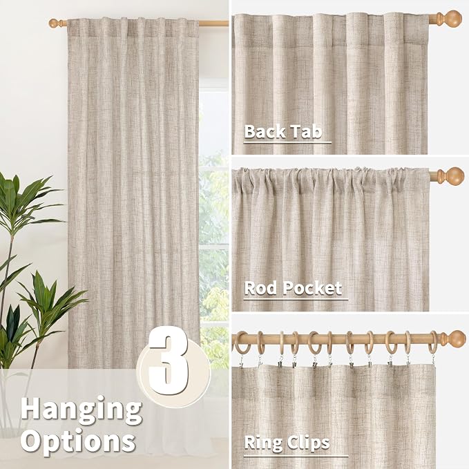 YoungsTex Linen Curtains 48 Inch Length - Image 5