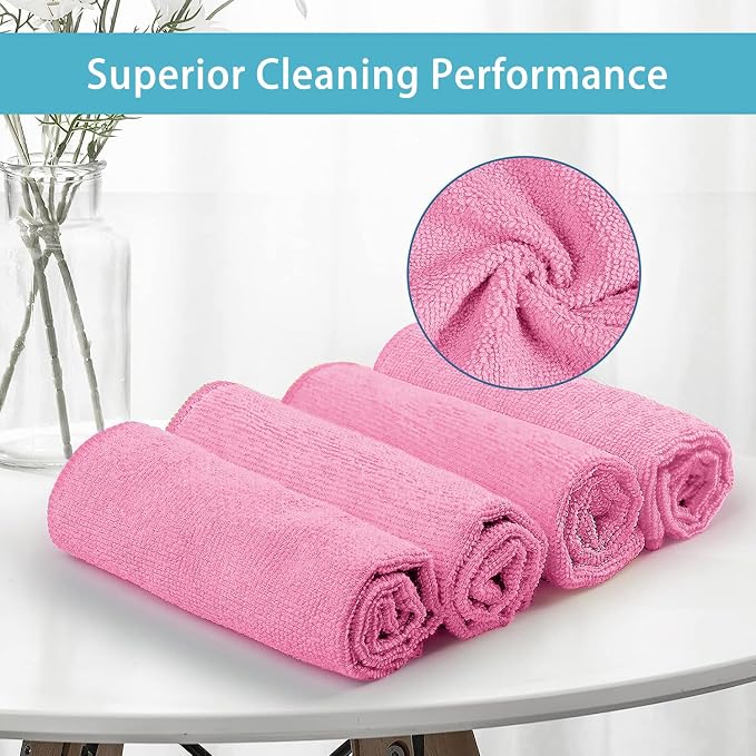 HOMEXCEL Pink Microfiber Cleaning Cloth, 50 Pack Cleaning Towels - Image 2