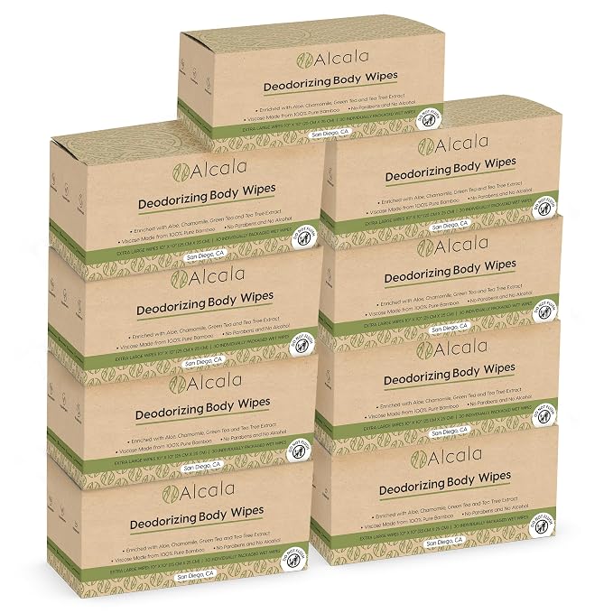 Alcala Deodorizing Body Wipes Individual Shower Wipes 100% Pure Biodegradable - Image 2