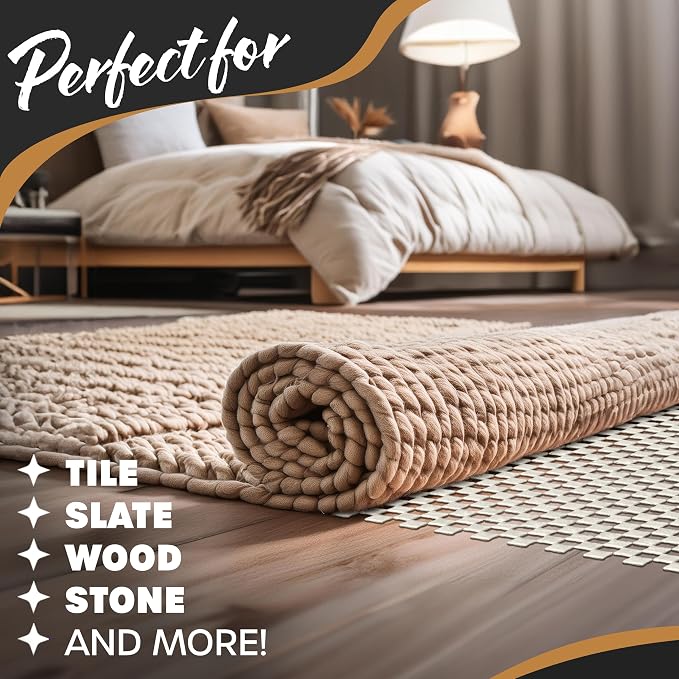 Nevlers 6'x9' White Under Rug Non Slip Pad | PVC Foam Non Slip Rug Pad & Carpet - Image 7
