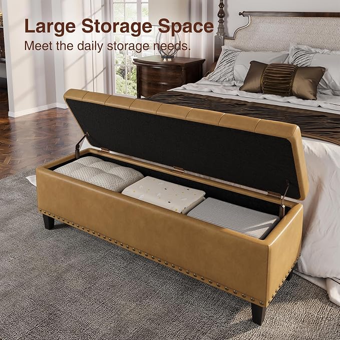 Storage Ottoman Bench, 51-Inch Large Storage Bench - Image 4