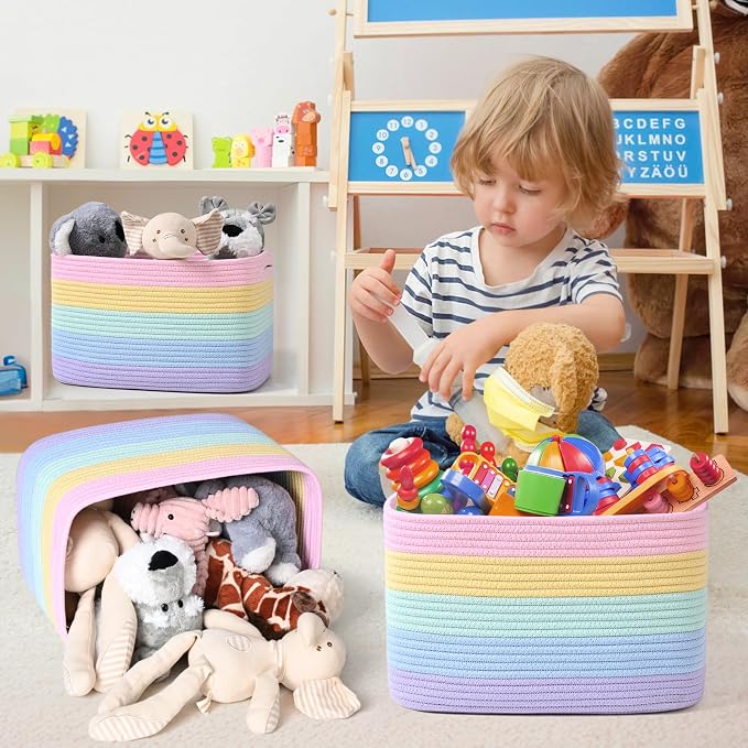 Shelf Baskets for Organizing, Woven Storage Basket for Shelves，Cotton Rope - Image 4