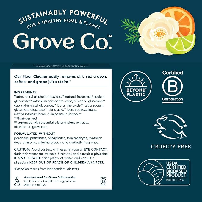 Grove Co. Floor Cleaner Refill Concentrate Plant-based Household Cleaning - Image 7