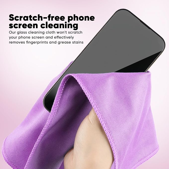 HOMEXCEL Microfiber Glass Cleaning Cloth 12 PK, Lint Free Streak Free, Reusable - Image 5