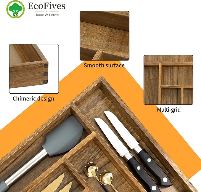 Luxury Acacia Kitchen Drawer Organizer - Image 3
