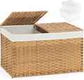 Storage Basket with Lid Rattan Storage Basket with 2 Separate Lid, 27.8 Gallon by SETVSON
