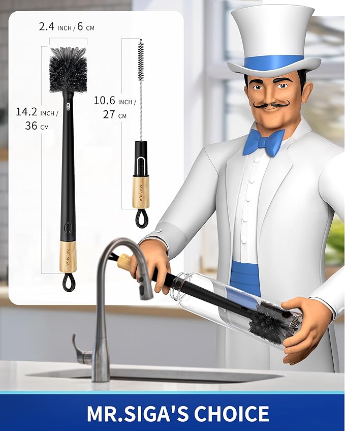 MR.SIGA Water Bottle Brush and Straw Cleaner Brush, Long Handle Bottle Cleaner - Image 2