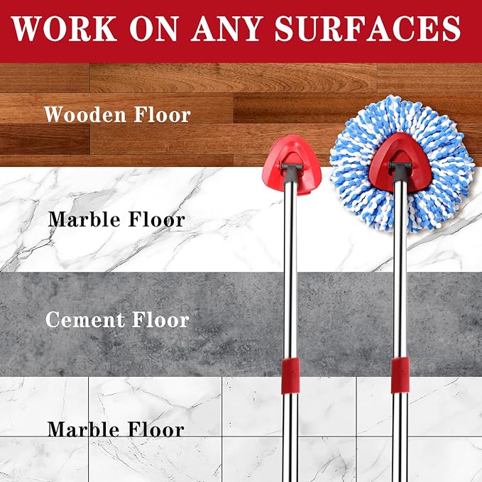 2 Pack Spin mop Replacement Head, Spin mop Scrub Brush, Microfiber Mop Refills - Image 6