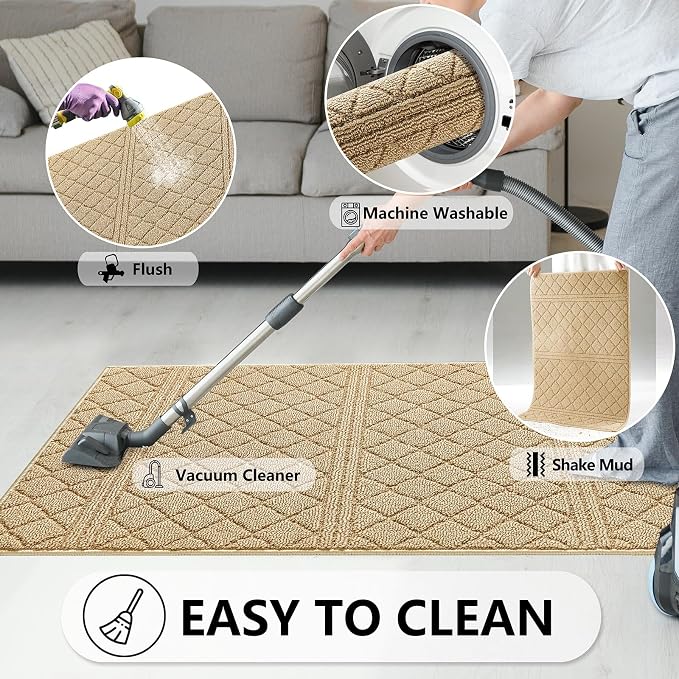 REFETONE Indoor Doormat, Front Back Door Mat 24"x36" Absorbent Rubber Backing - Image 6
