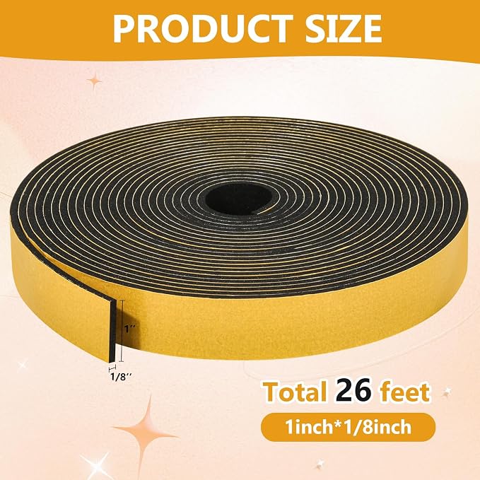 26Feet Weather Stripping Seal for Door Window, High Density Foam Tape, - Image 2