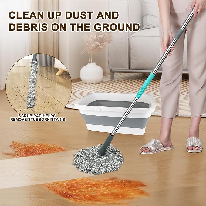 Self Wringing Mop with Bucket- Easy Squeeze Twist Mop with 52.5 Inch Long Handle - Image 4